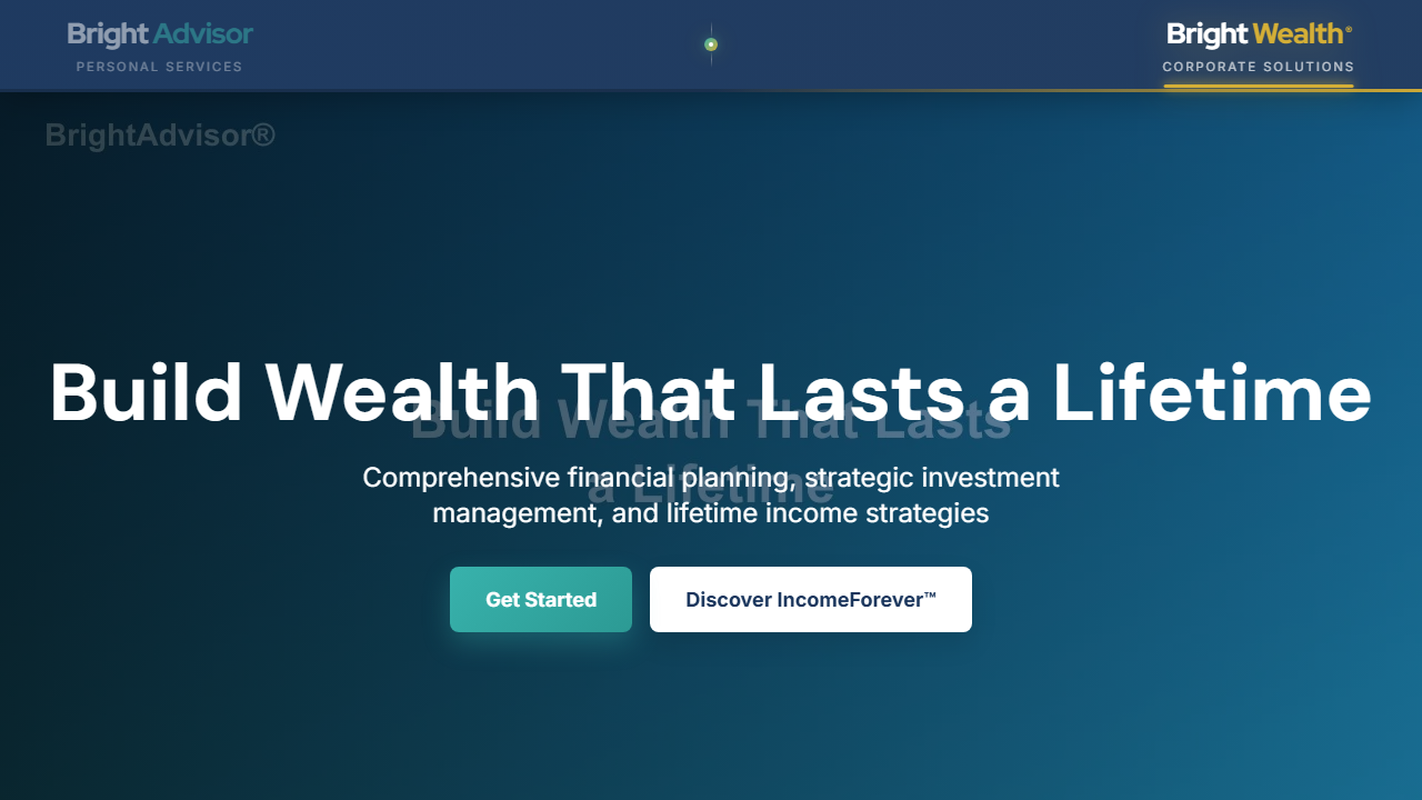 BrightWealth dual-brand navigation